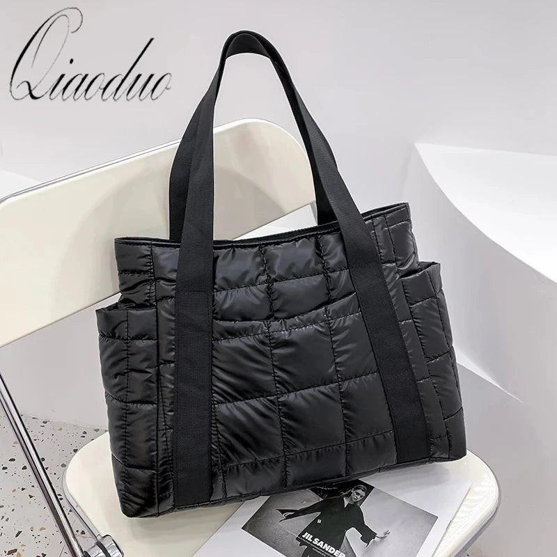Qiaoduo Space Cotton Checkered Winter Duffel Bag for Women