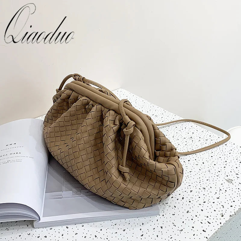 Qiaoduo Women Dumplings Handbag Retro Cloud Female Crossbody Shoulder Bag