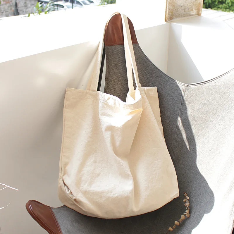 Canvas Handbag Foldable High Capacity Women's Handbags Shoulder Bags