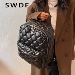 Ultra-Light Quilted Plaid Women's Backpack for Teenager Girls
