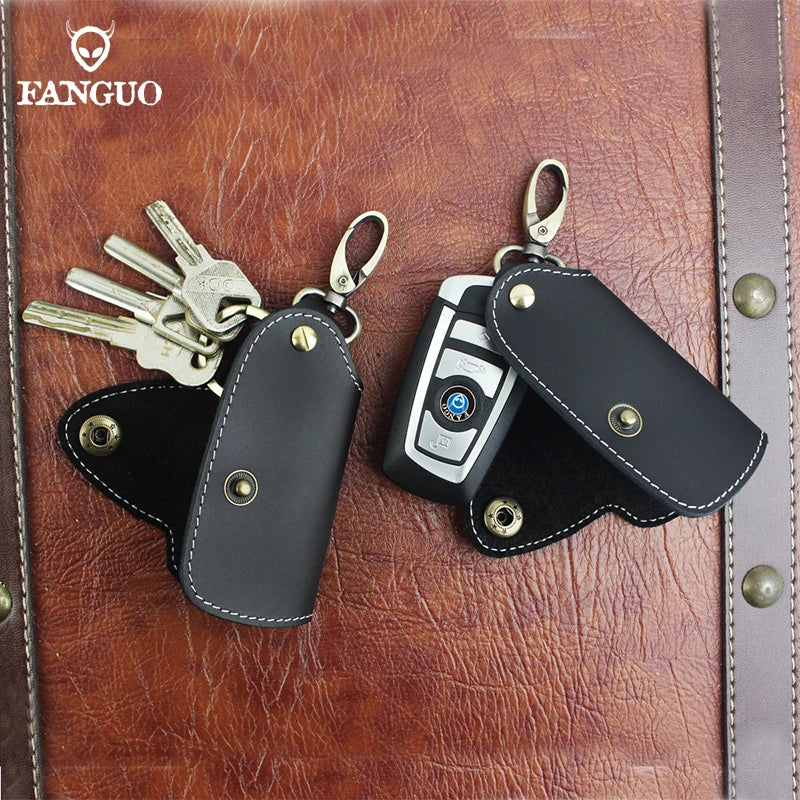 Leather Key Wallet Keychain Organizer for Men Women