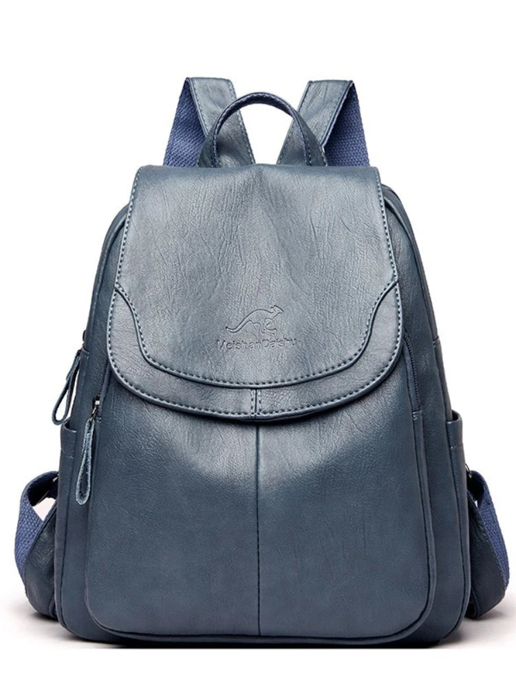 Sheepskin Leather Backpacks for Girls Daypack Vintage Backpack School Bags