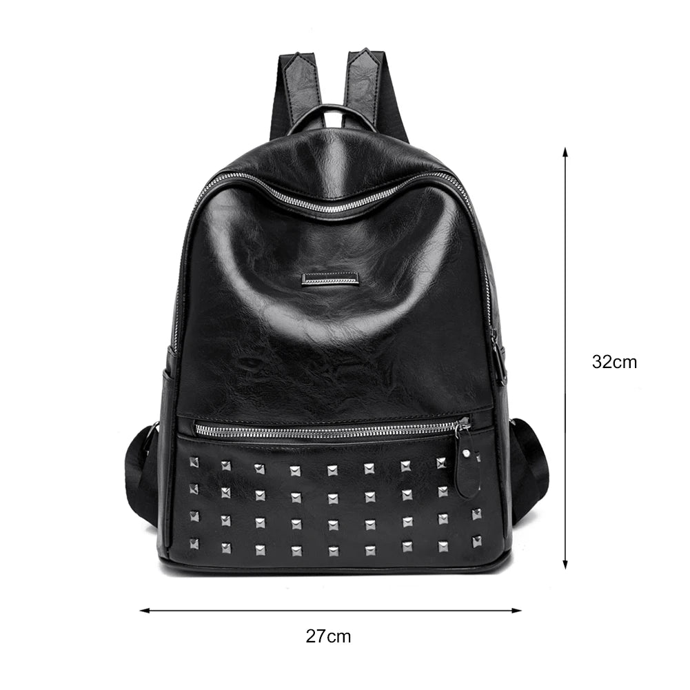 Rivet Shoulder School Bags Waterproof Casual Rucksack Travel Pack