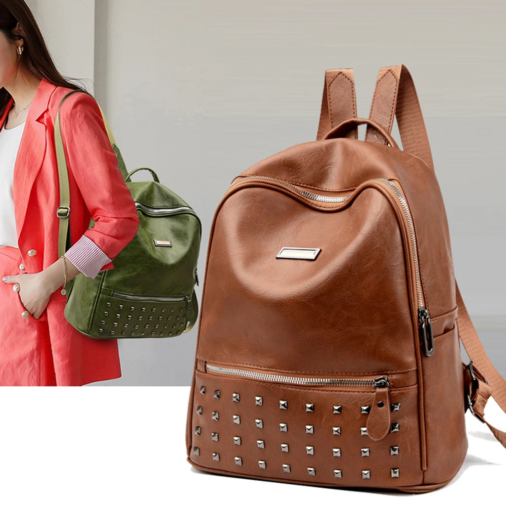 Rivet Shoulder School Bags Waterproof Casual Rucksack Travel Pack