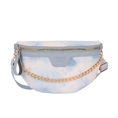 Women's Leather Chain Waist Bag Wide Strap Shoulder Crossbody Chest Bag