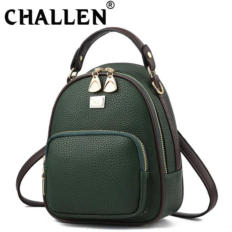 Leather Vintage Shoulder Mini Backpack for Women Girls