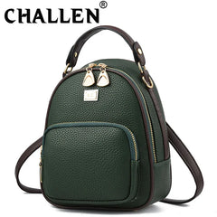 Leather Vintage Shoulder Mini Backpack for Women Girls