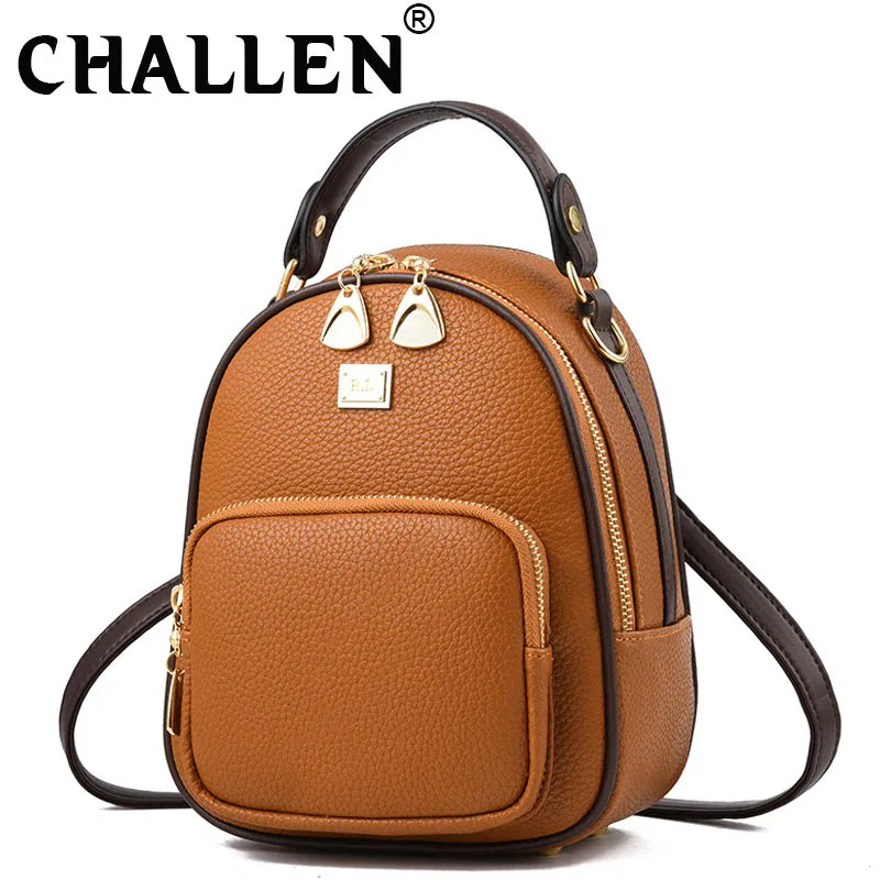 Leather Vintage Shoulder Mini Backpack for Women Girls