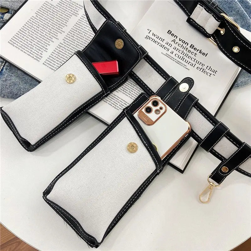 Women Leather Waist Pack Crossbody Bag Phone Pouch Chest Bags