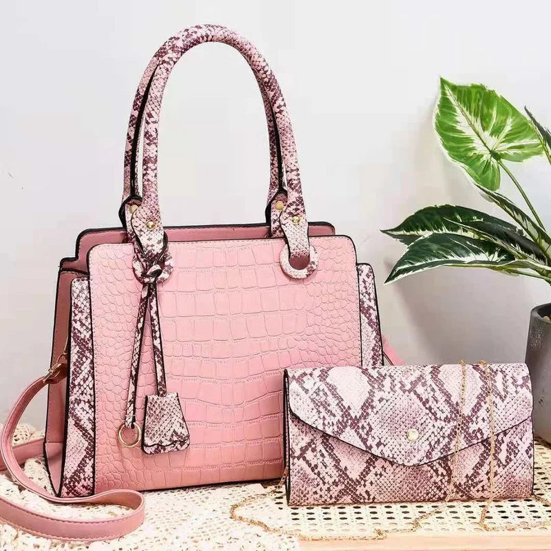 Retro Snake Pattern Mother Bag PU Diagonal Handbag