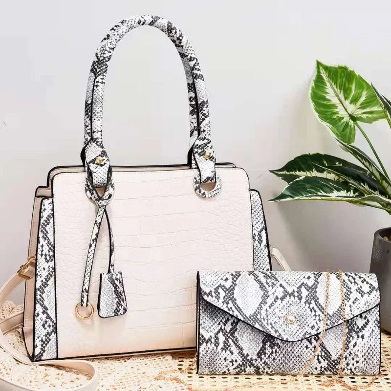 Retro Snake Pattern Mother Bag PU Diagonal Handbag