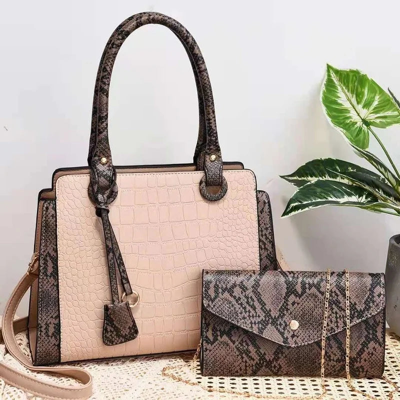 Retro Snake Pattern Mother Bag PU Diagonal Handbag