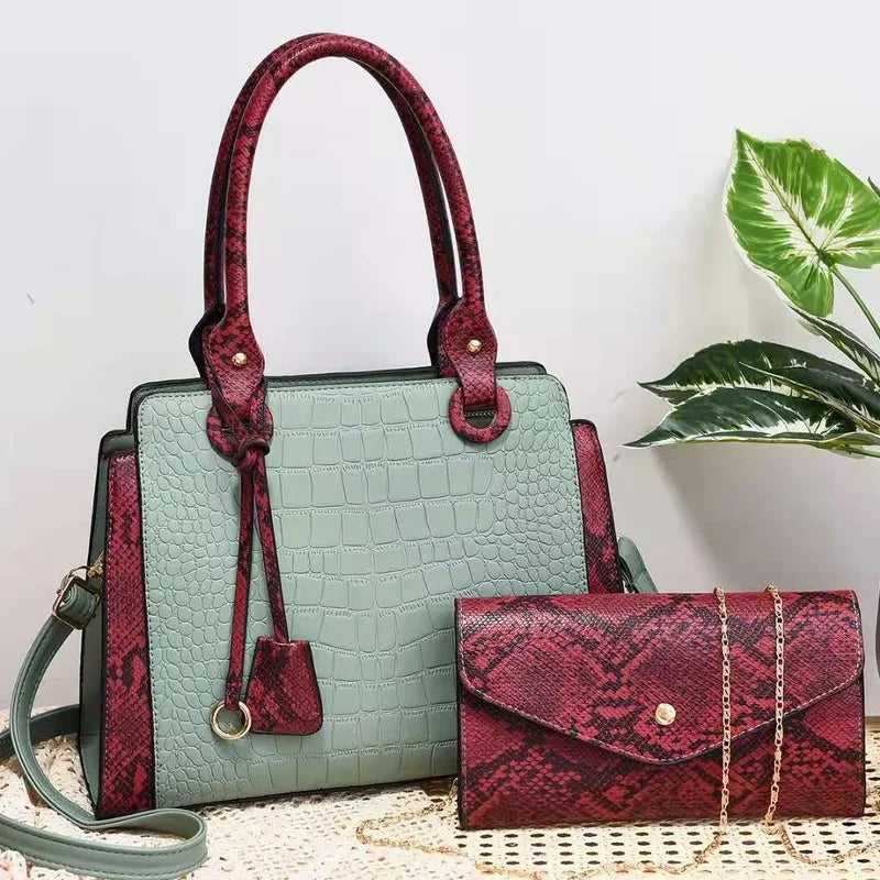 Retro Snake Pattern Mother Bag PU Diagonal Handbag