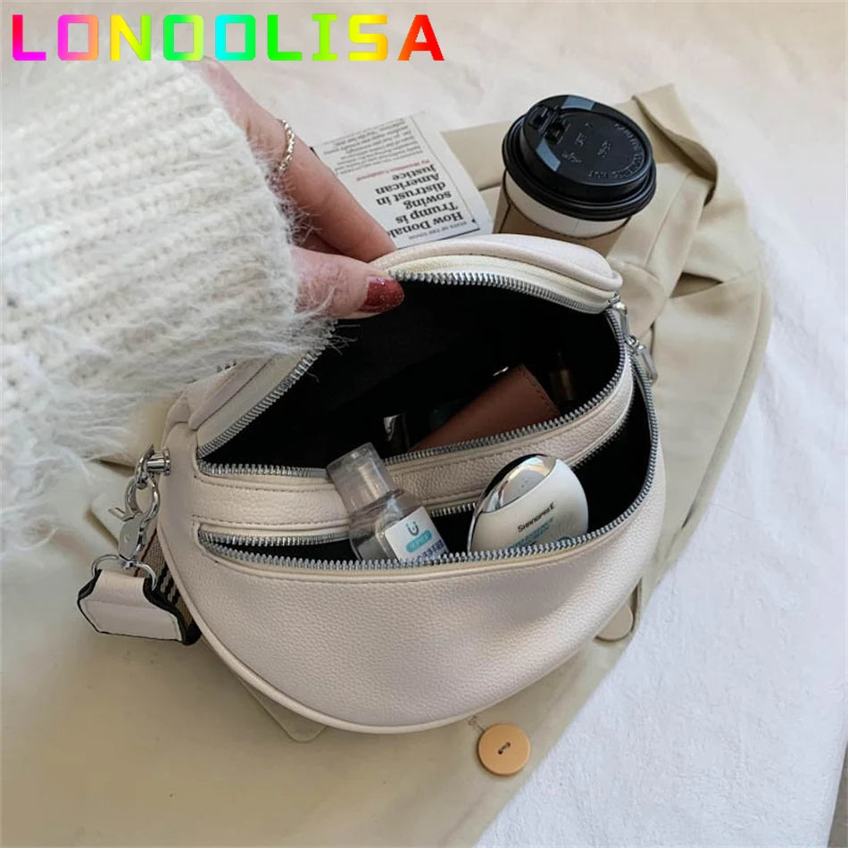 Women's Soft Leather Saddle Bag Crossbody Shoulder Handbag