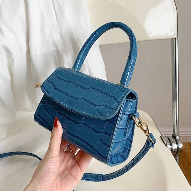 Stone Pattern Leather Crossbody Bag Chain Shoulder Messenger Bag