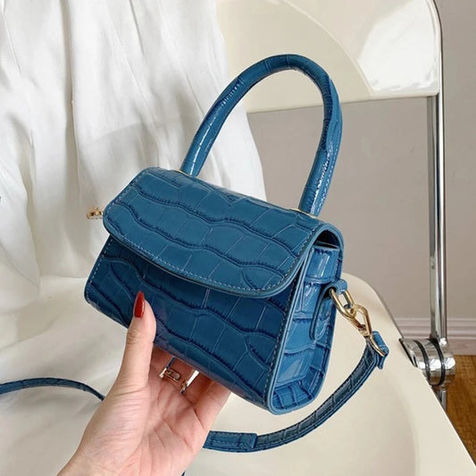 Stone Pattern Leather Crossbody Bag Chain Shoulder Messenger Bag