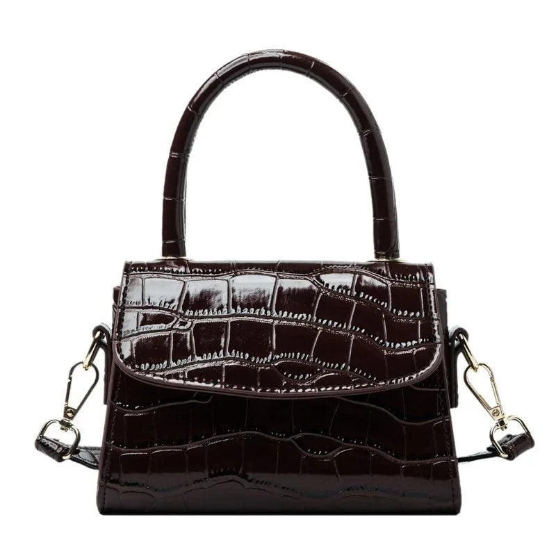 Stone Pattern Leather Crossbody Bag Chain Shoulder Messenger Bag