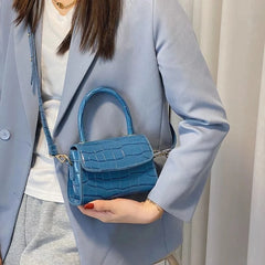 Stone Pattern Leather Crossbody Bag Chain Shoulder Messenger Bag