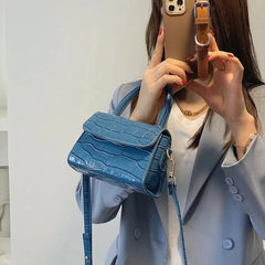 Stone Pattern Leather Crossbody Bag Chain Shoulder Messenger Bag