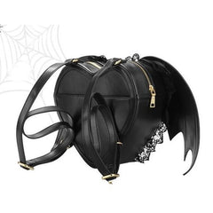 Heart-shaped Bat Backpack Shoulder Bag Punk School Bag For Teenager