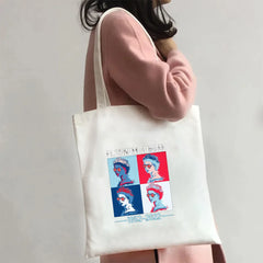 Queen Elizabeth II England Flag British Painting Women Canvas Shopper Bag