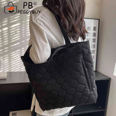 Quilted Casual Hand Bags Large Capacity Winter Top-handle Bag Cotton-Padded