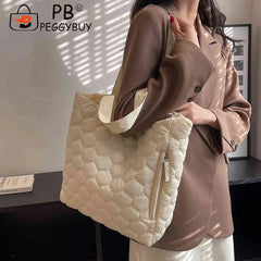 Quilted Casual Hand Bags Large Capacity Winter Top-handle Bag Cotton-Padded