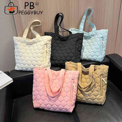 Quilted Casual Hand Bags Large Capacity Winter Top-handle Bag Cotton-Padded