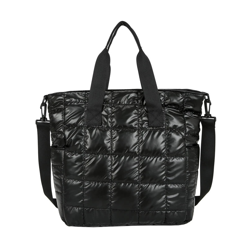 Quilted Crossbody Bag Solid Padded Satchel Retro Square Shoulder Bag