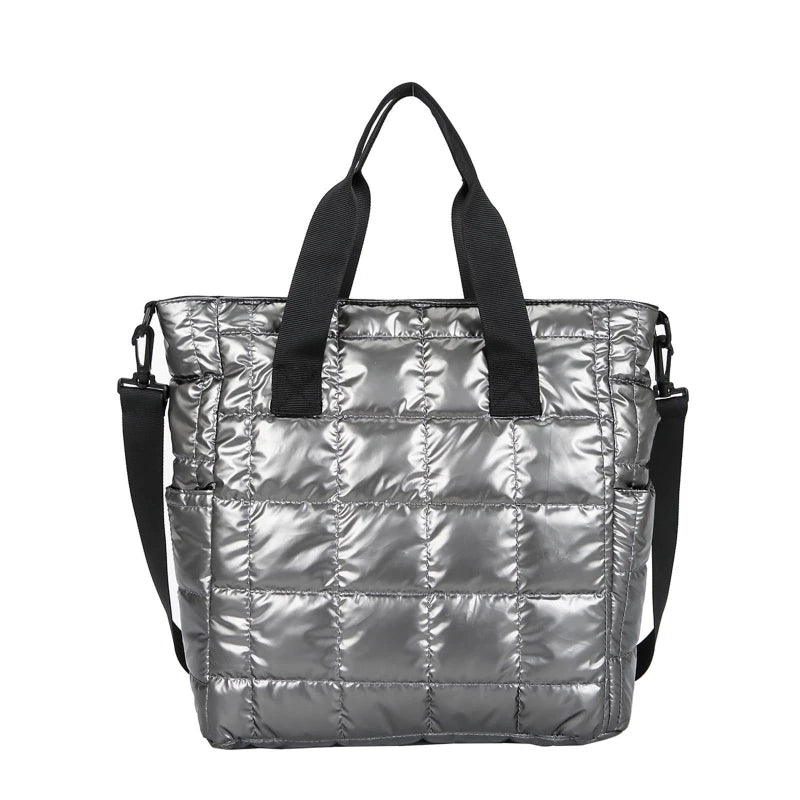 Quilted Crossbody Bag Solid Padded Satchel Retro Square Shoulder Bag