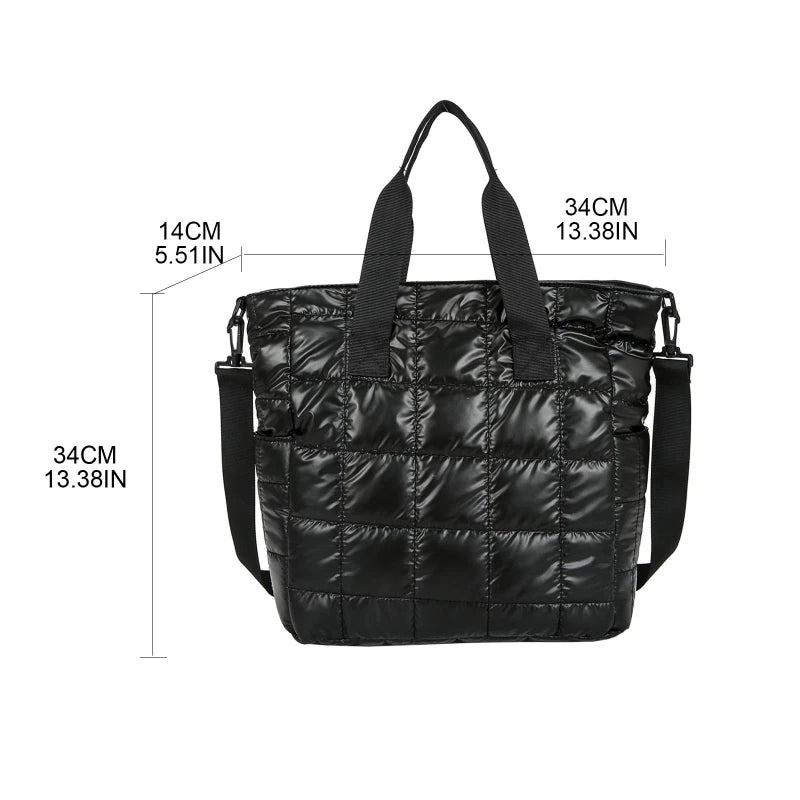 Quilted Crossbody Bag Solid Padded Satchel Retro Square Shoulder Bag