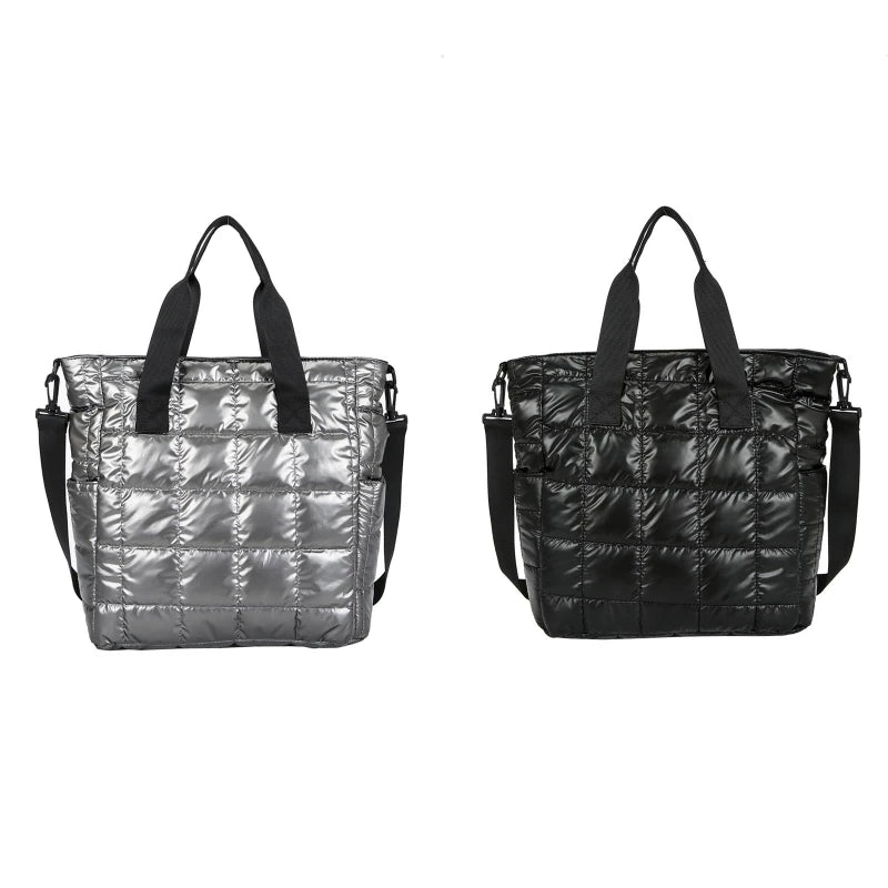 Quilted Crossbody Bag Solid Padded Satchel Retro Square Shoulder Bag