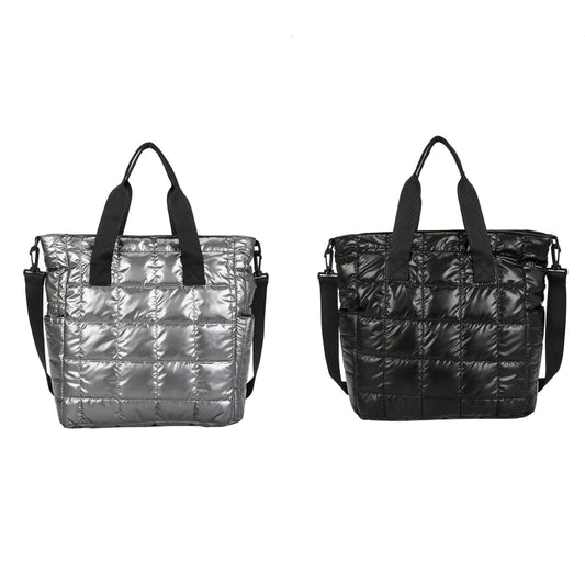 Quilted Crossbody Bag Solid Padded Satchel Retro Square Shoulder Bag