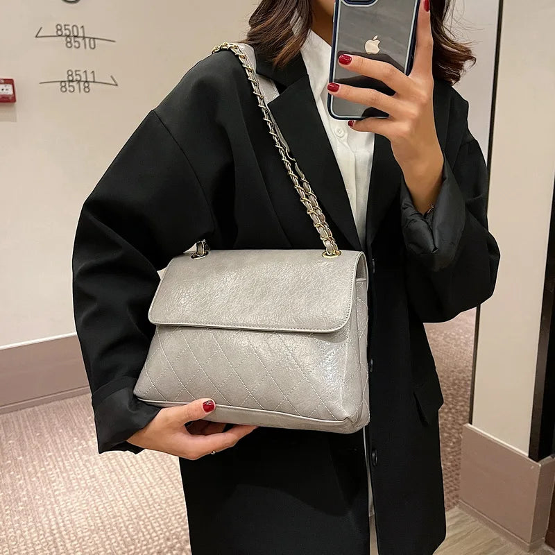 Quilted Flap Shoulder Bag Crossbody Chain Tote Handbag
