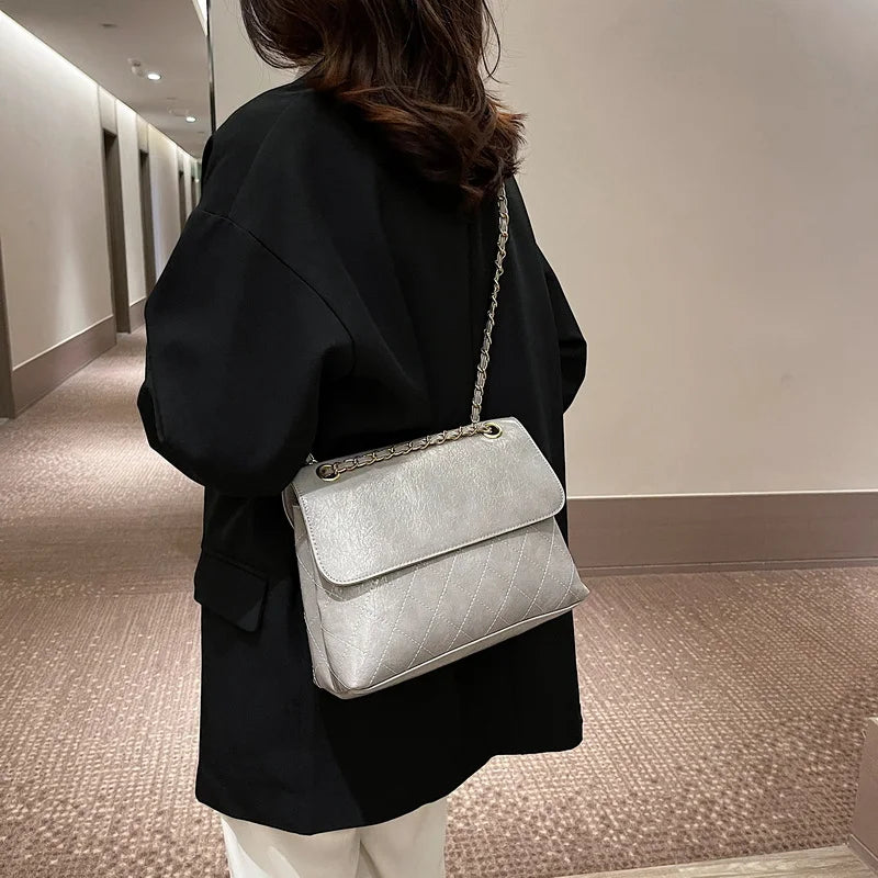 Quilted Flap Shoulder Bag Crossbody Chain Tote Handbag