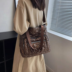 Quilted Crossbody Bag Nylon Top-handle Waterproof Shoulder Bag