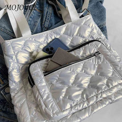 Quilted Ladies Crossbody Bag Nylon Waterproof Soft Warm Shoulder Bag