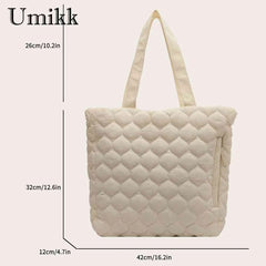 Quilted Shopper Bag Large Capacity Casual Hand Bags