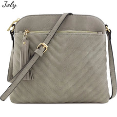 Quilted Crossbody Bag with Tassel