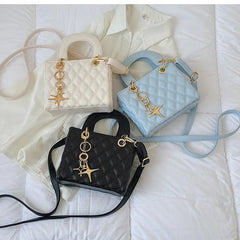 Quilted PU Leather Cross Thread Handbag Women Messenger Lady Crossbody Bag