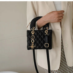 Quilted PU Leather Cross Thread Handbag Women Messenger Lady Crossbody Bag