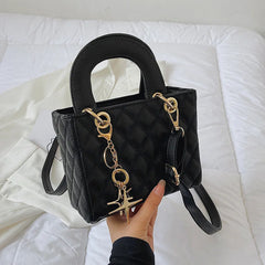 Quilted PU Leather Cross Thread Handbag Women Messenger Lady Crossbody Bag