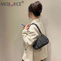 Quilted Shoulder Bag Check Handbag Soft Warm for Travel