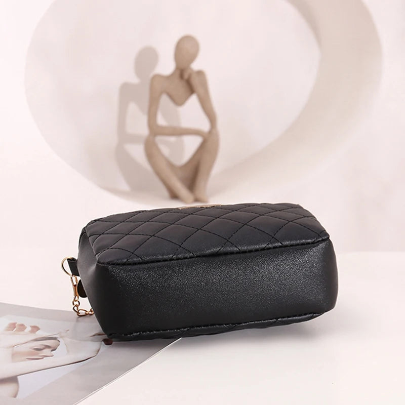 Quilted Small Phone Crossbody Bag Women PU Leather Shoulder Messenger Handbag