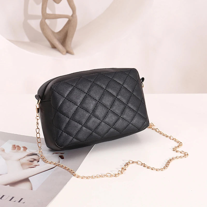 Quilted Small Phone Crossbody Bag Women PU Leather Shoulder Messenger Handbag
