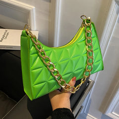 Quilted Small Square Bag Women Minimalist Flap Crossbody Armpit Handbag