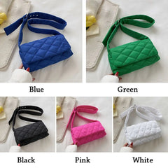Quilted Tote Lightweight Winter Warm Down Cotton Padded Plaid Shoulder Bags Wome