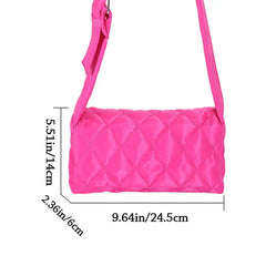 Quilted Tote Lightweight Winter Warm Down Cotton Padded Plaid Shoulder Bags Wome