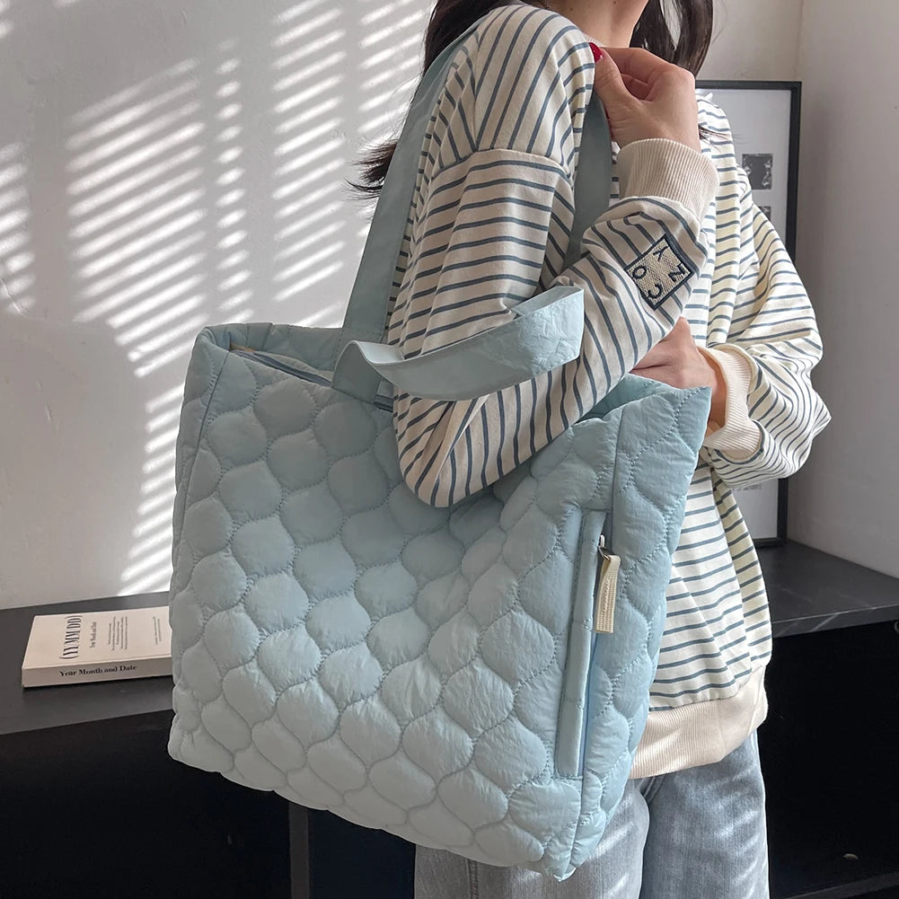 Quilted Underarm Bag Large Capacity Winter Top-handle Bag