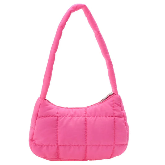 Quilted Women Hand Bags Casual Check Cotton-Padded Bag Winter Solid Soft Warm